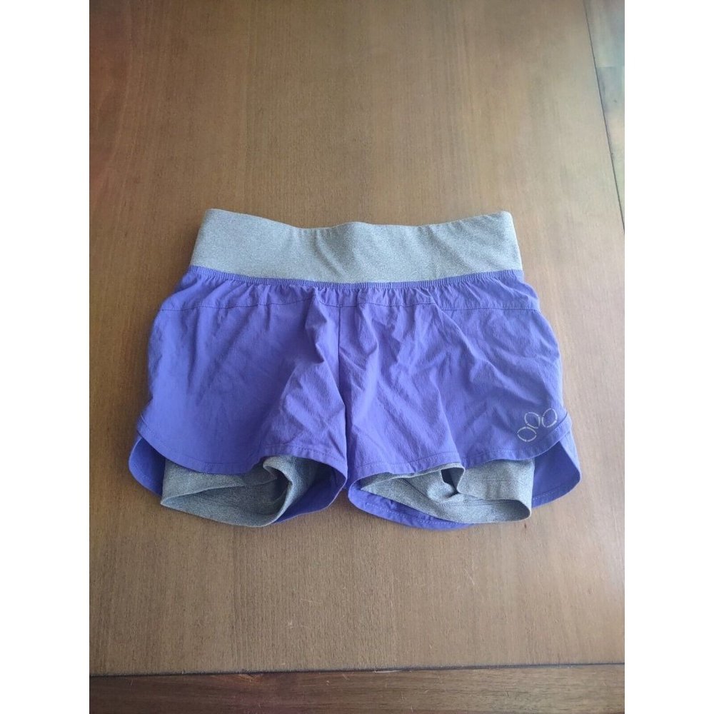 REI Womens Active Running Shorts Sz XS purple and gray Zip Pocket Athletic EUC